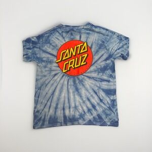 Santa Cruz Skateboards T Shirt Youth Small Blue Tie Dye Graphic Crew Neck Tee